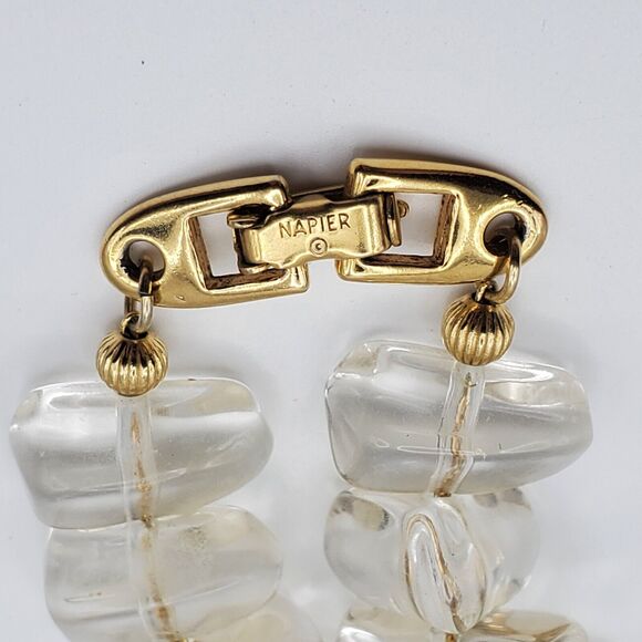 Napier Frosted Ice Necklace Faux Crystal Chip Beads Acrylic Lucite Nugget 29"L - Picture 7 of 9